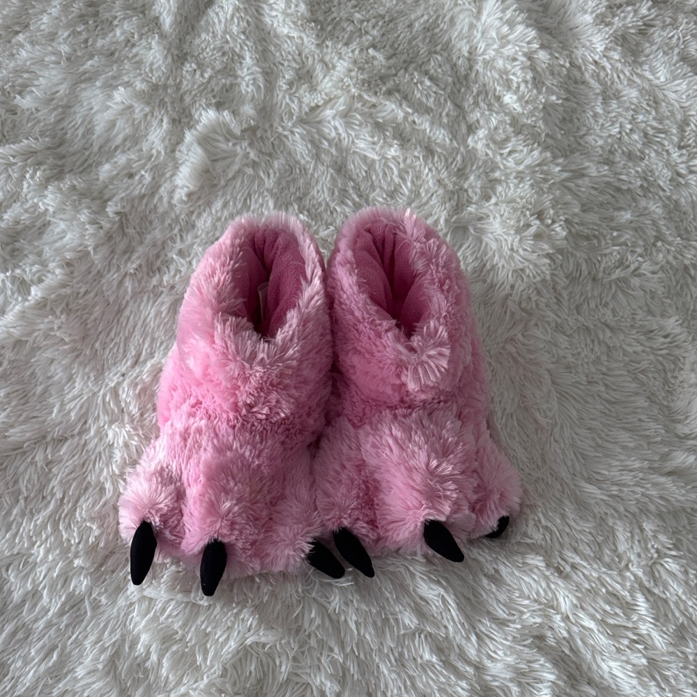 Cozy Pink Monster Claw Kids Slippers